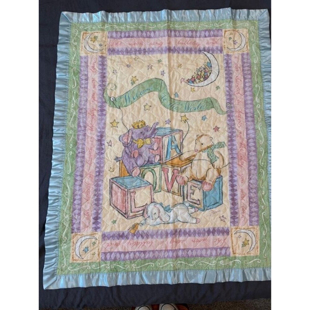 Vintage Whimsical Handmade Baby Quilt